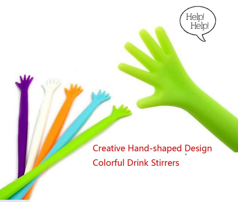 FOYARA 20Pcs Creative Hand Shaped Swizzle Sticks Coffee Beverage Drink Stirrers Plastic Cocktail Stir Sticks Mixed-color - Image 5